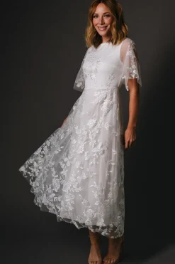 Outlet Baltic Born Arabella Embroidered Tulle Maxi Dress | White