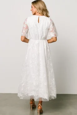 Outlet Baltic Born Arabella Embroidered Tulle Maxi Dress | White