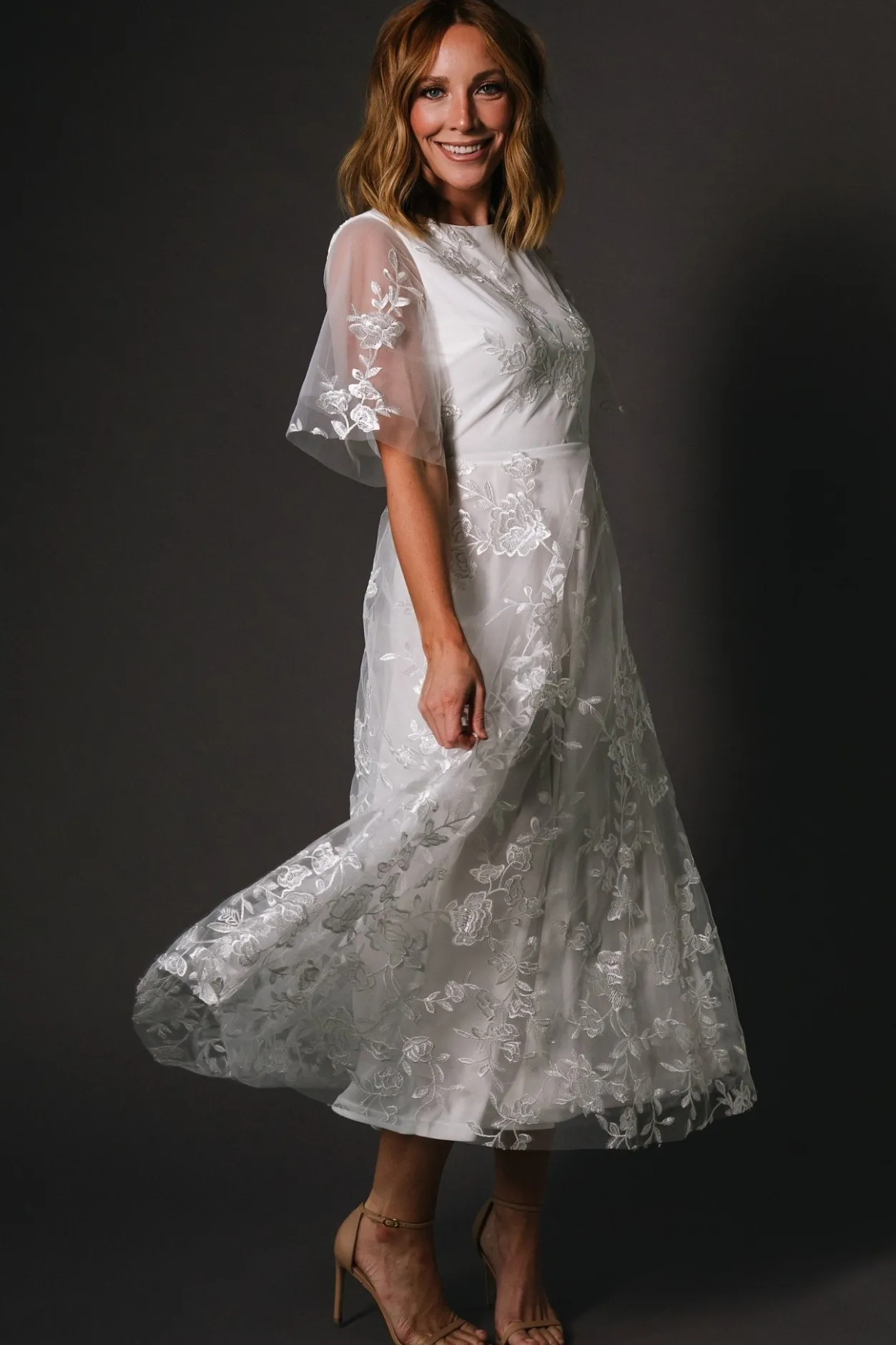 Outlet Baltic Born Arabella Embroidered Tulle Maxi Dress | White