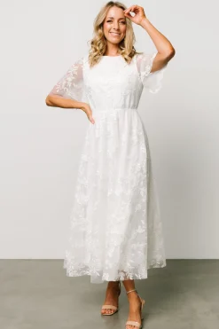 Outlet Baltic Born Arabella Embroidered Tulle Maxi Dress | White