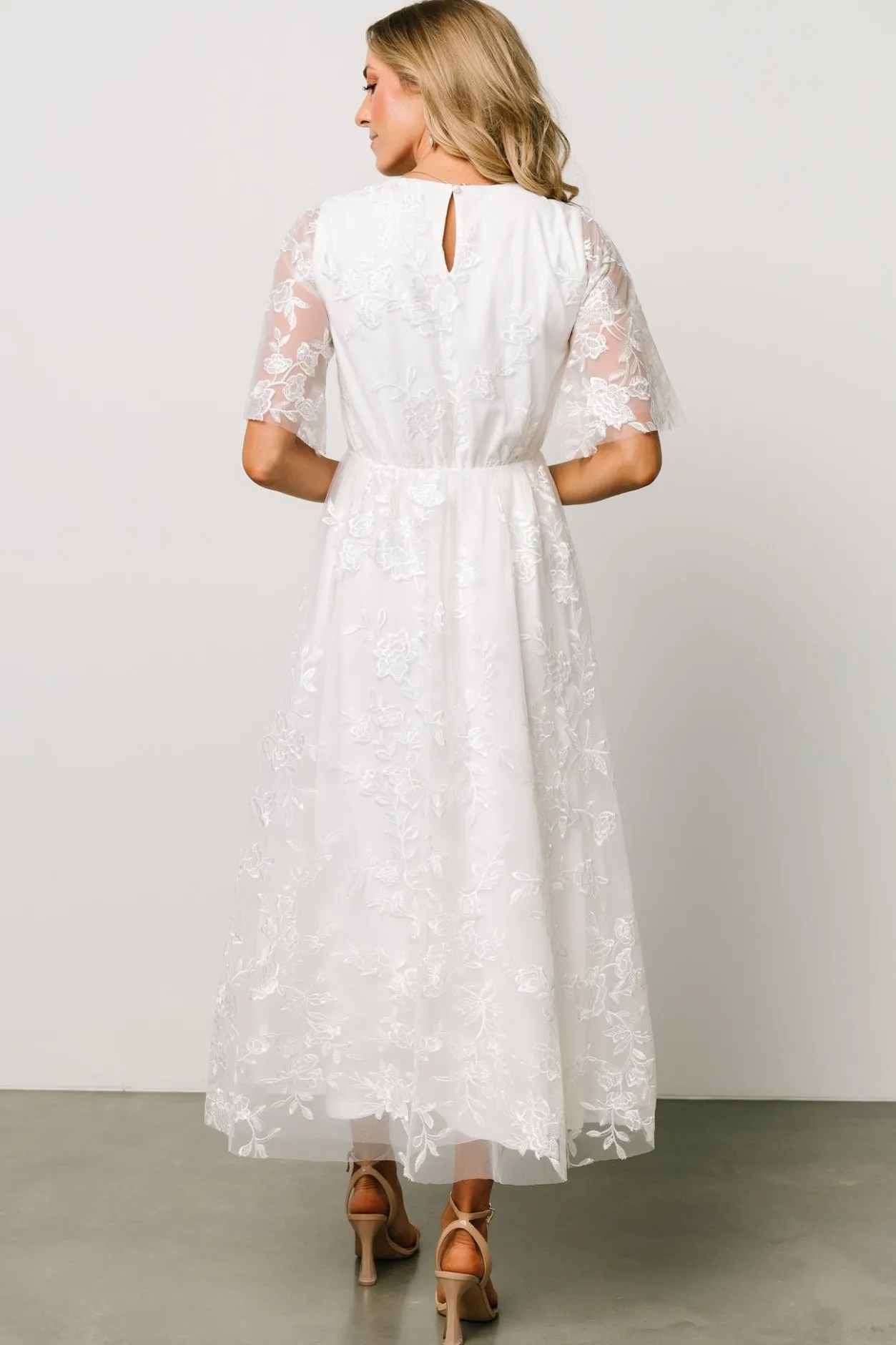 Outlet Baltic Born Arabella Embroidered Tulle Maxi Dress | White