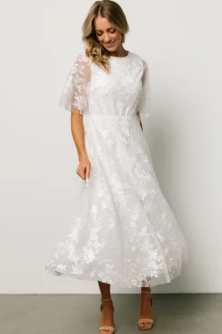 Outlet Baltic Born Arabella Embroidered Tulle Maxi Dress | White