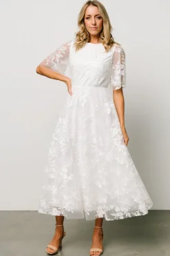 Outlet Baltic Born Arabella Embroidered Tulle Maxi Dress | White