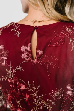 Hot Baltic Born Arabella Embroidered Tulle Maxi Dress | Burgundy Floral BurgundyFloral