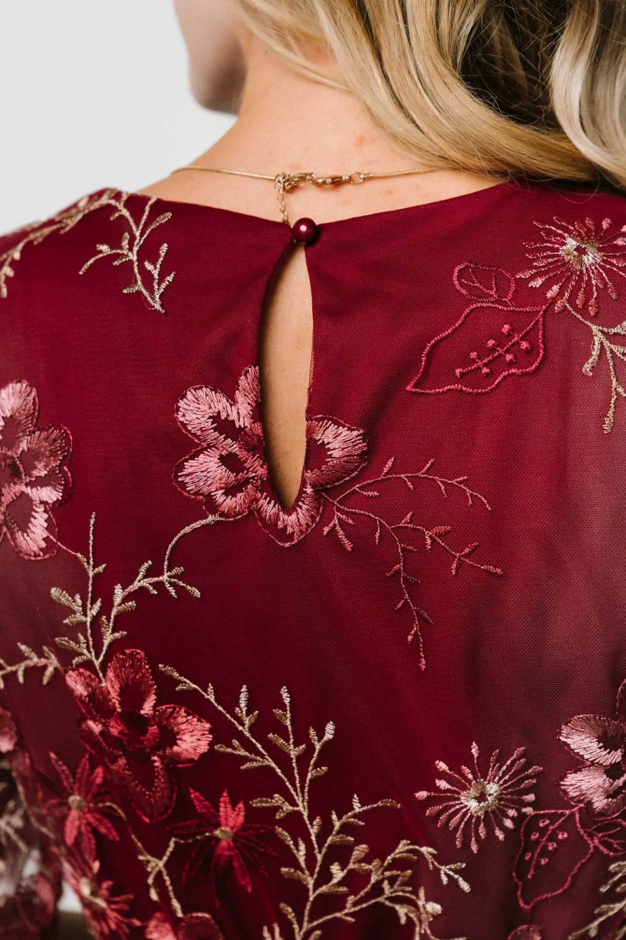 Hot Baltic Born Arabella Embroidered Tulle Maxi Dress | Burgundy Floral BurgundyFloral