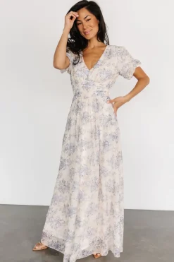 Clearance Baltic Born Ardley Maxi Dress | Cream + Blue Cream+Blue