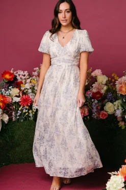 Clearance Baltic Born Ardley Maxi Dress | Cream + Blue Cream+Blue
