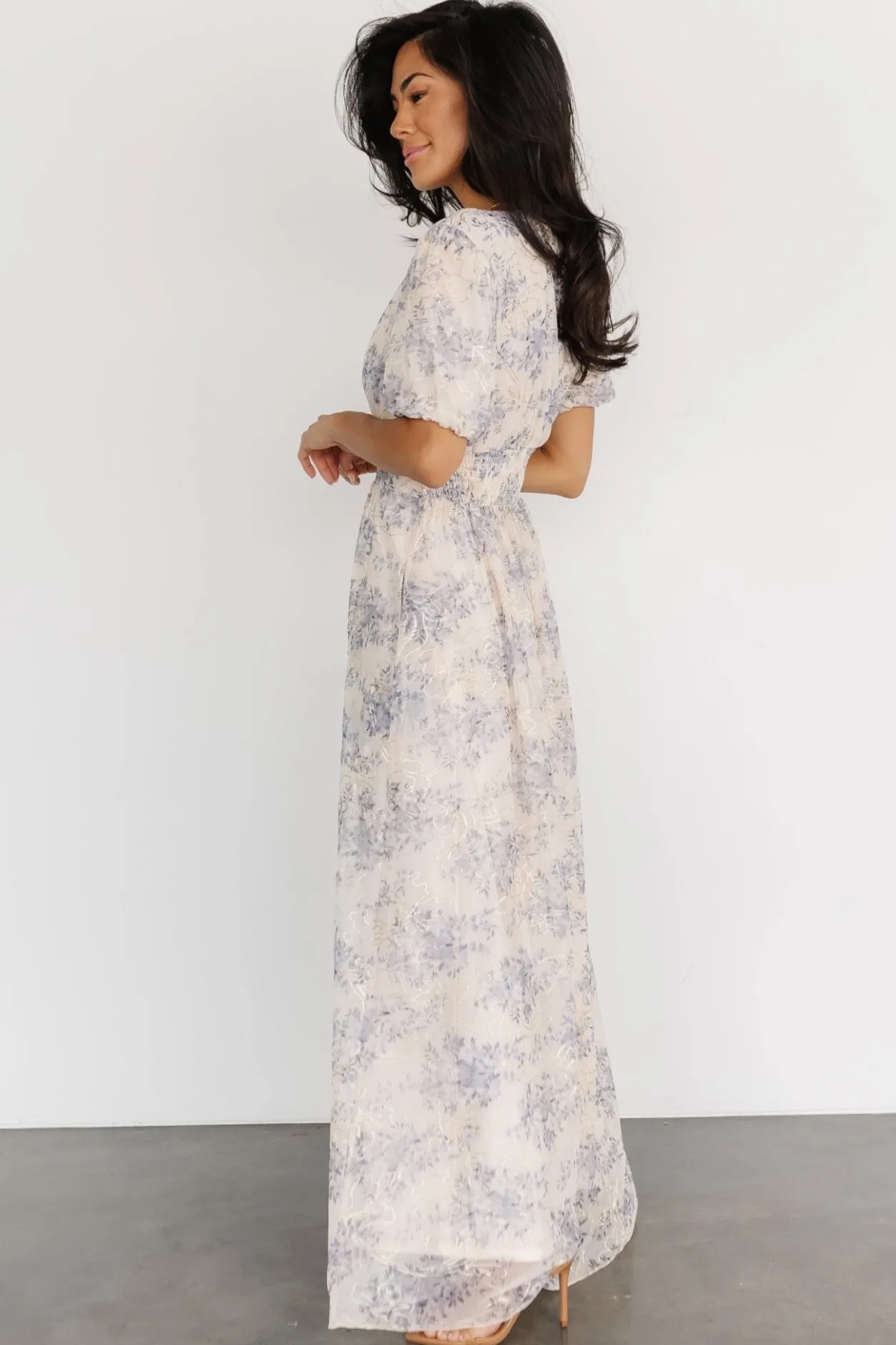 Clearance Baltic Born Ardley Maxi Dress | Cream + Blue Cream+Blue