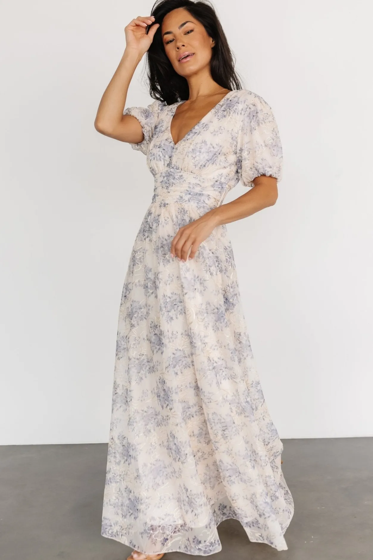 Clearance Baltic Born Ardley Maxi Dress | Cream + Blue Cream+Blue