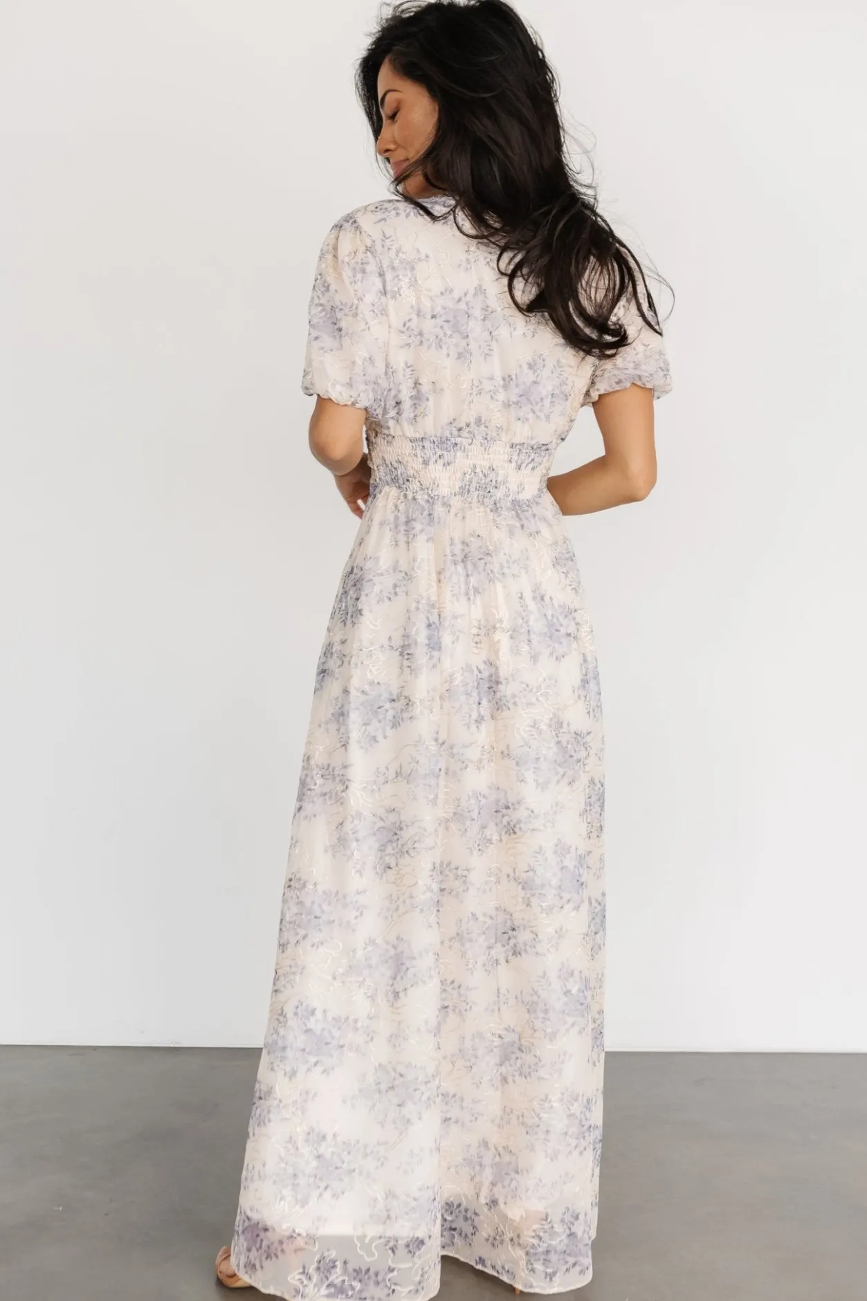 Clearance Baltic Born Ardley Maxi Dress | Cream + Blue Cream+Blue
