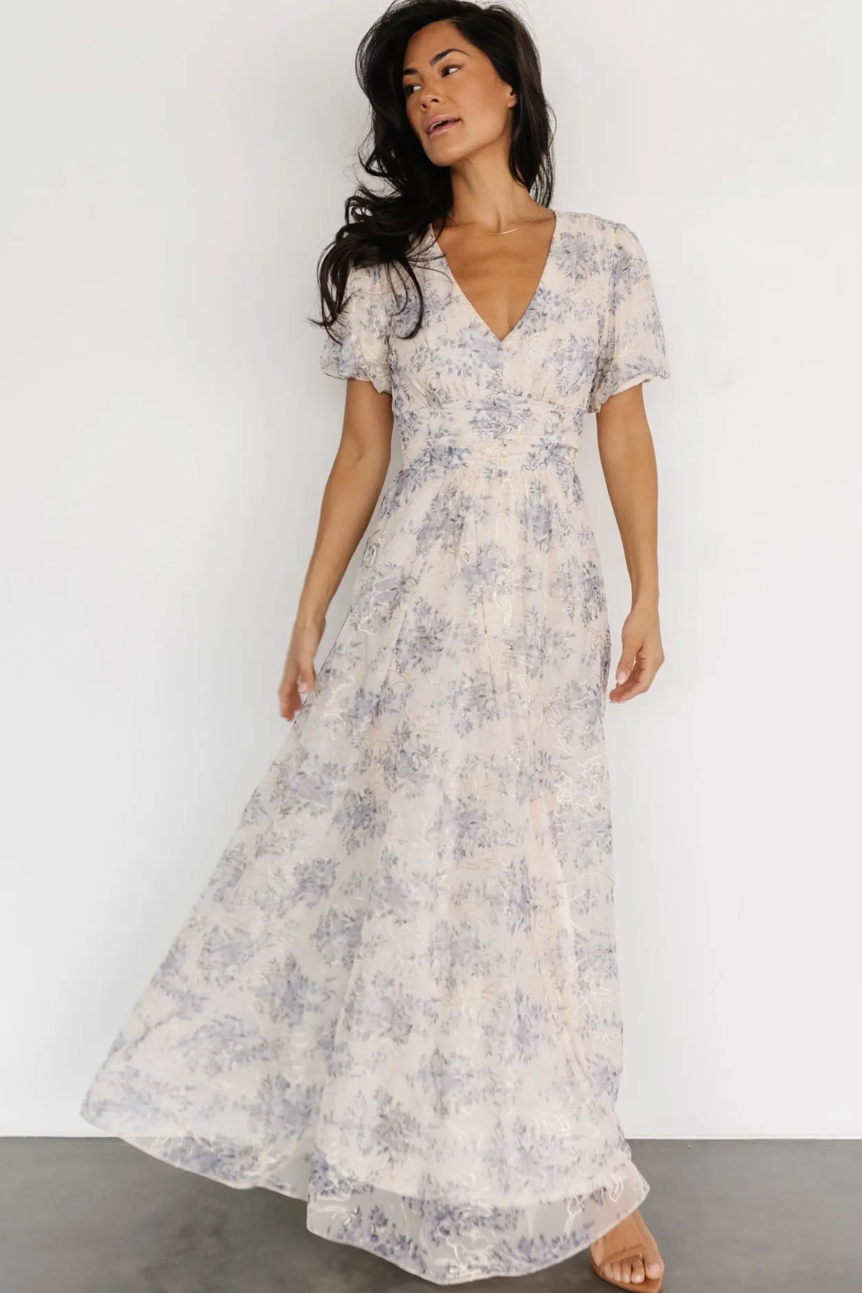 Clearance Baltic Born Ardley Maxi Dress | Cream + Blue Cream+Blue
