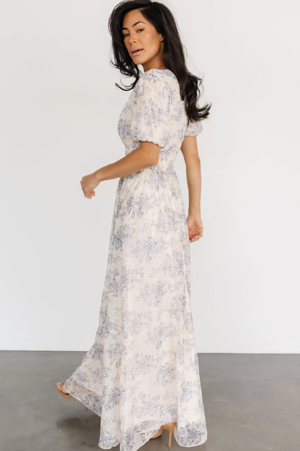 Clearance Baltic Born Ardley Maxi Dress | Cream + Blue Cream+Blue