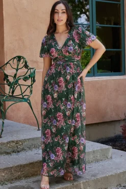 Clearance Baltic Born Ardley Maxi Dress | Green + Pink Floral Green+PinkFloral