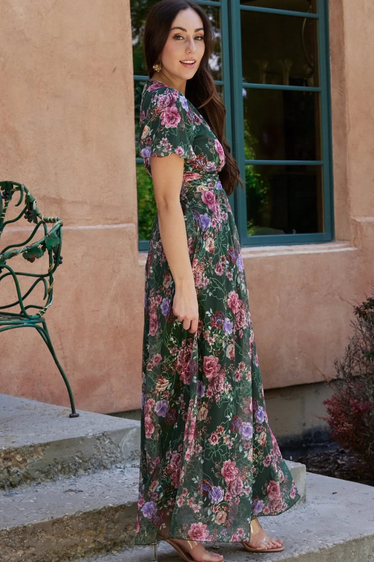 Clearance Baltic Born Ardley Maxi Dress | Green + Pink Floral Green+PinkFloral