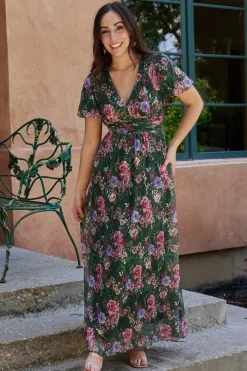 Clearance Baltic Born Ardley Maxi Dress | Green + Pink Floral Green+PinkFloral