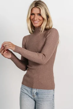 New Baltic Born Ari Ribbed Long Sleeve Top | Mocha
