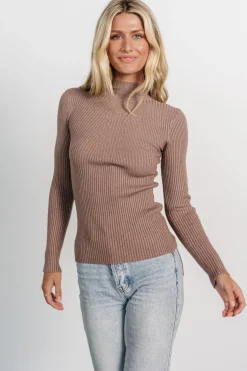 New Baltic Born Ari Ribbed Long Sleeve Top | Mocha