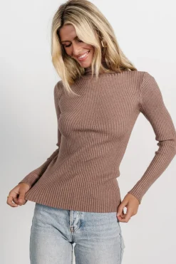 New Baltic Born Ari Ribbed Long Sleeve Top | Mocha