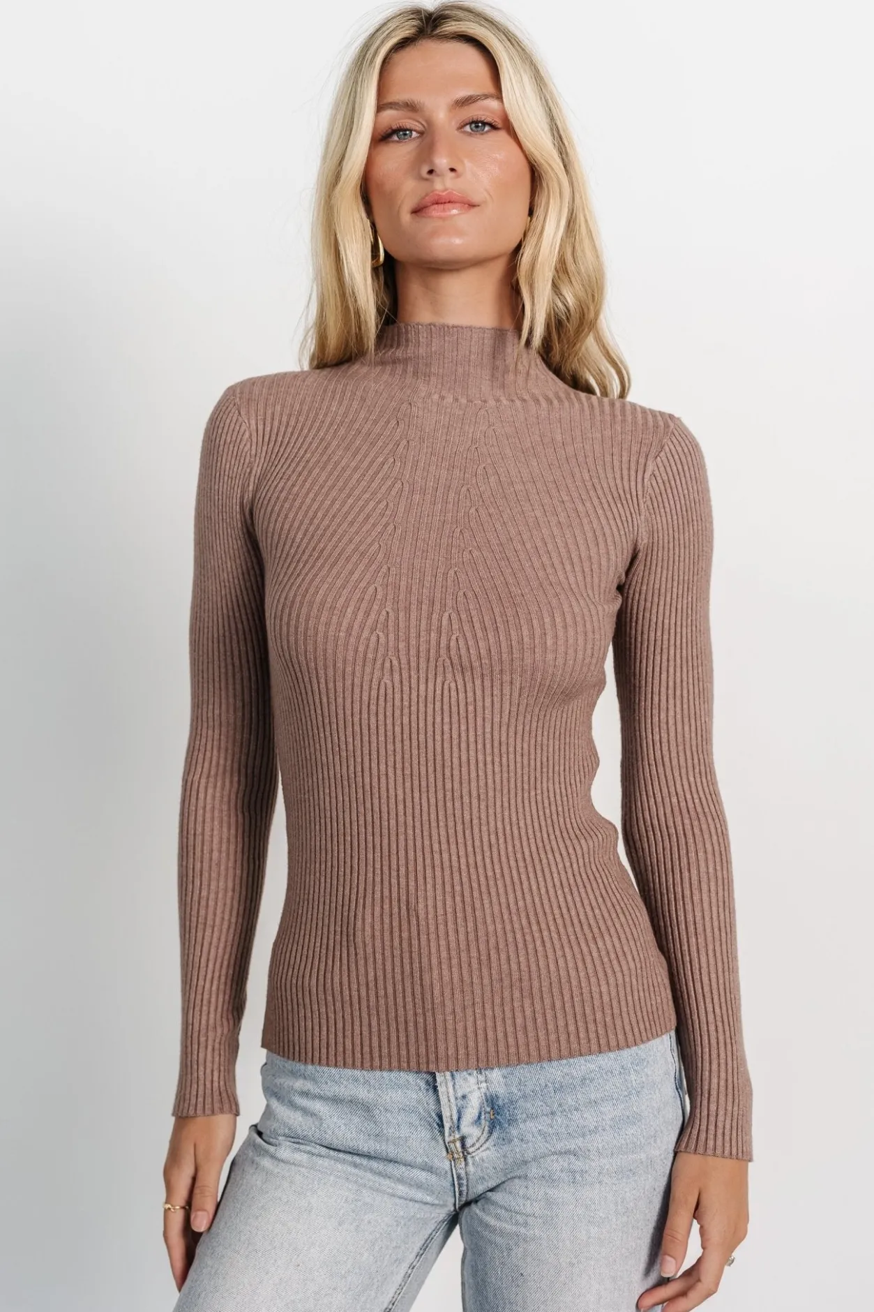 New Baltic Born Ari Ribbed Long Sleeve Top | Mocha
