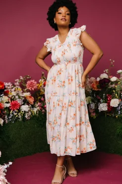 Clearance Baltic Born Arla Smocked Maxi Dress | Cream Floral CreamFloral