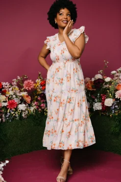 Clearance Baltic Born Arla Smocked Maxi Dress | Cream Floral CreamFloral