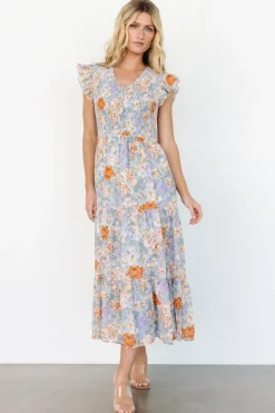 Online Baltic Born Arla Smocked Maxi Dress | Light Blue Floral LightBlueFloral