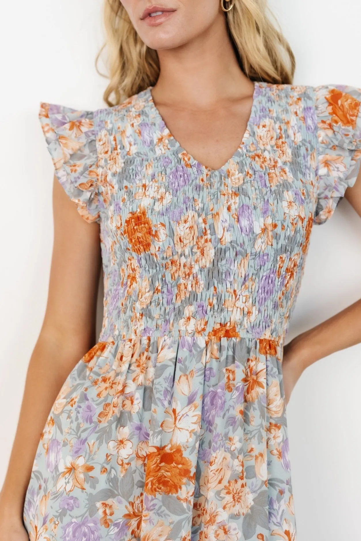 Online Baltic Born Arla Smocked Maxi Dress | Light Blue Floral LightBlueFloral
