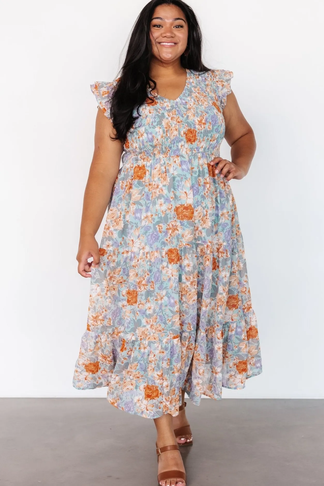 Online Baltic Born Arla Smocked Maxi Dress | Light Blue Floral LightBlueFloral