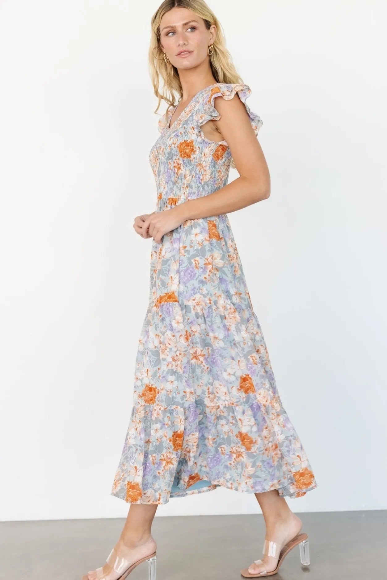 Online Baltic Born Arla Smocked Maxi Dress | Light Blue Floral LightBlueFloral