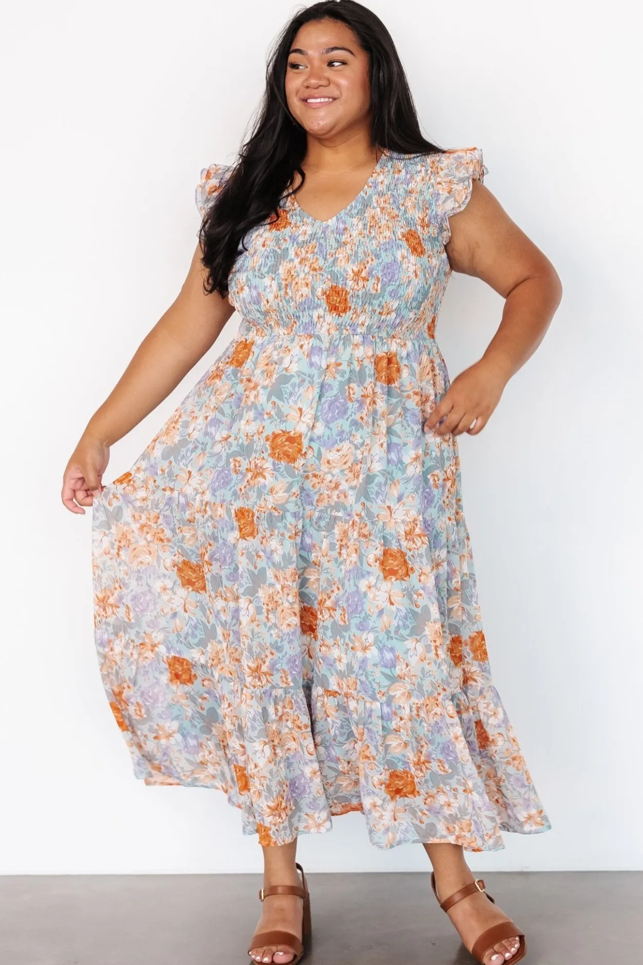 Online Baltic Born Arla Smocked Maxi Dress | Light Blue Floral LightBlueFloral