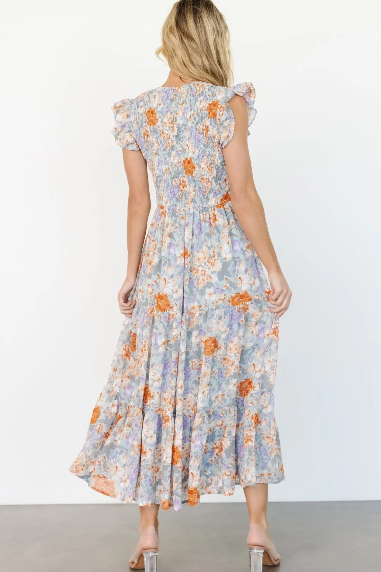 Online Baltic Born Arla Smocked Maxi Dress | Light Blue Floral LightBlueFloral