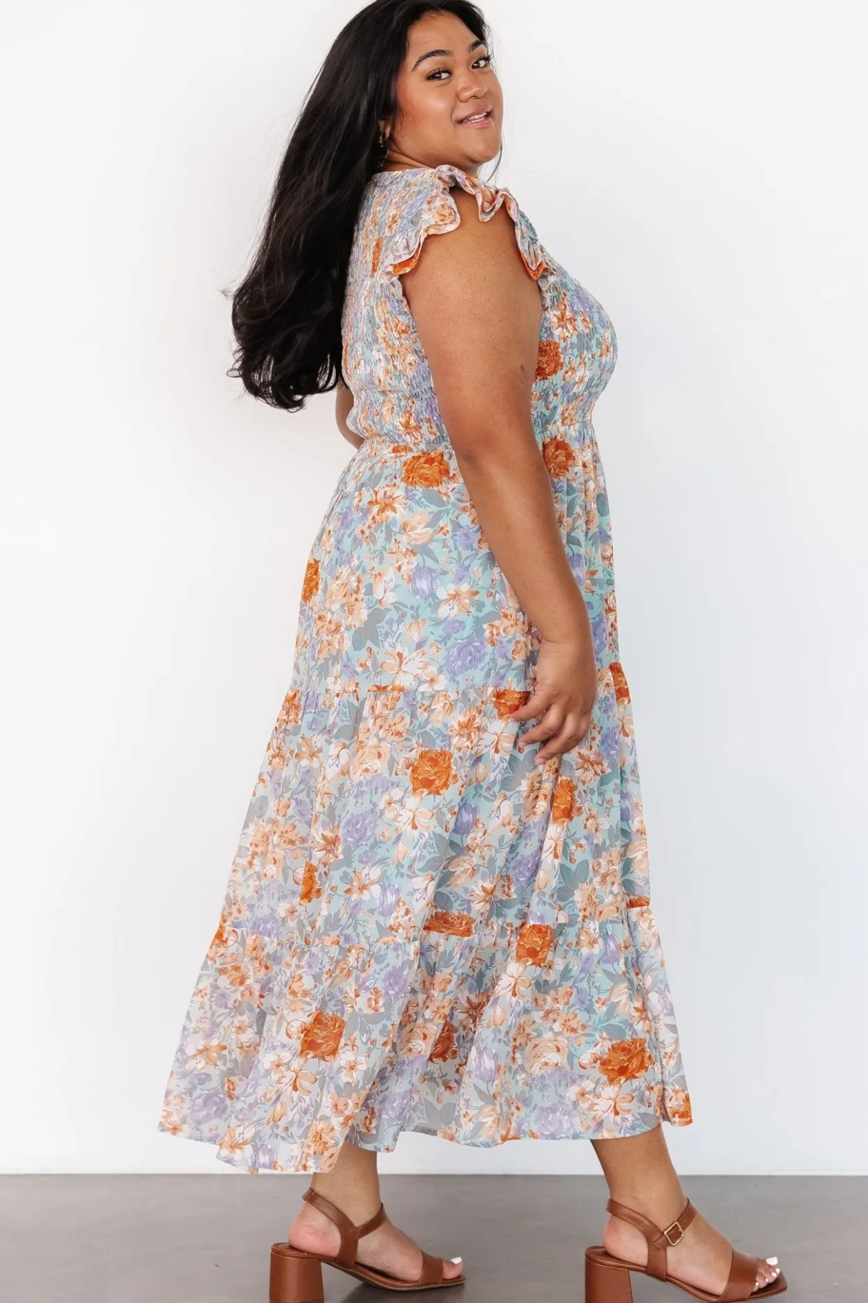 Online Baltic Born Arla Smocked Maxi Dress | Light Blue Floral LightBlueFloral