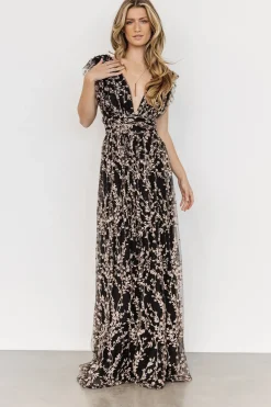 Fashion Baltic Born Arlene Shimmer Gown | Black + Rose Gold Black+RoseGold