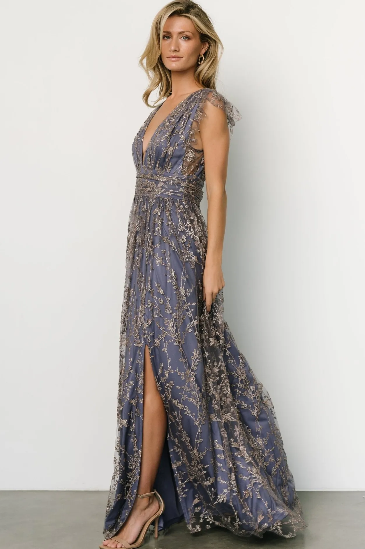 New Baltic Born Arlene Shimmer Gown | Blue + Gold Blue+Gold