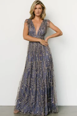New Baltic Born Arlene Shimmer Gown | Blue + Gold Blue+Gold