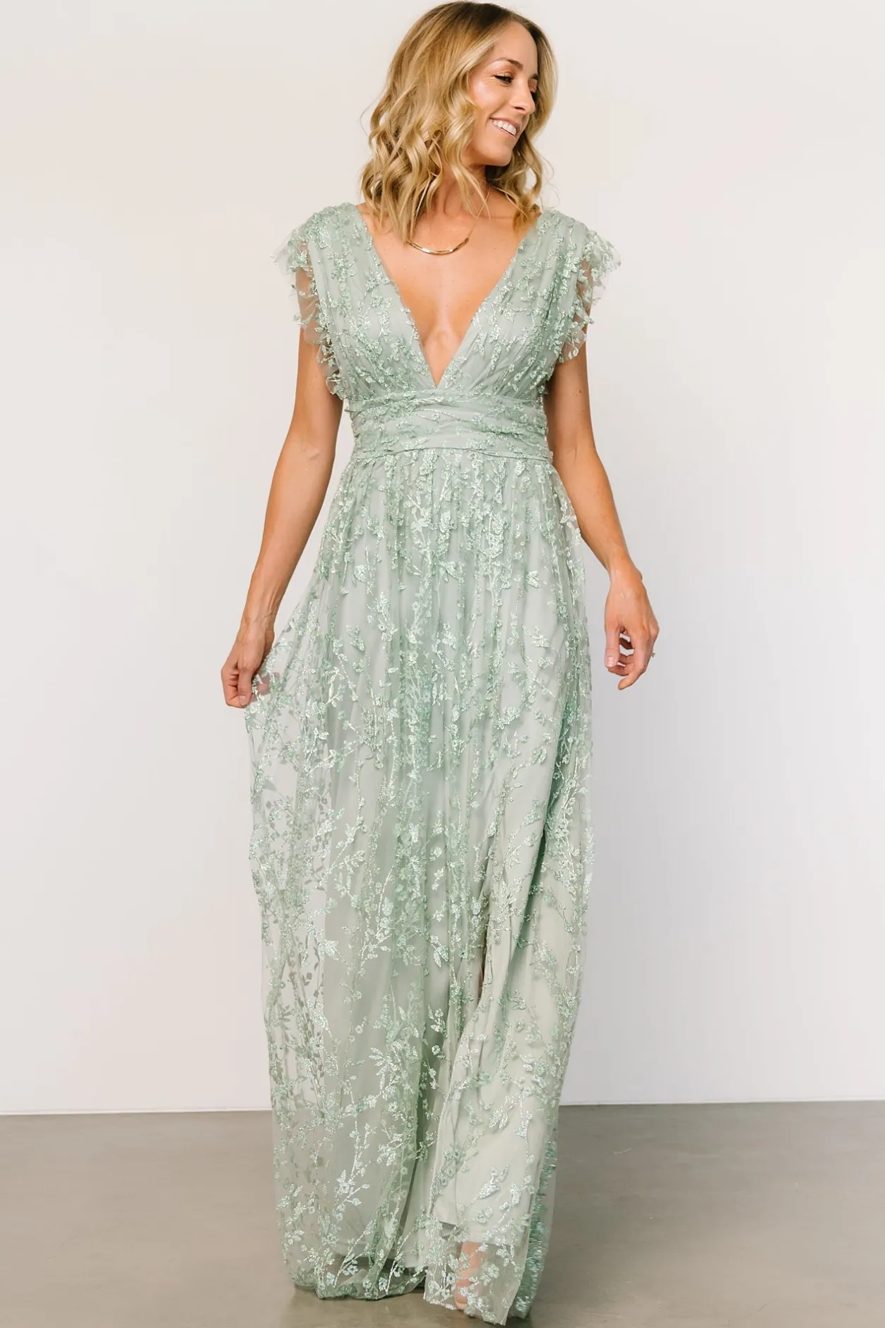Hot Baltic Born Arlene Shimmer Gown | Sage