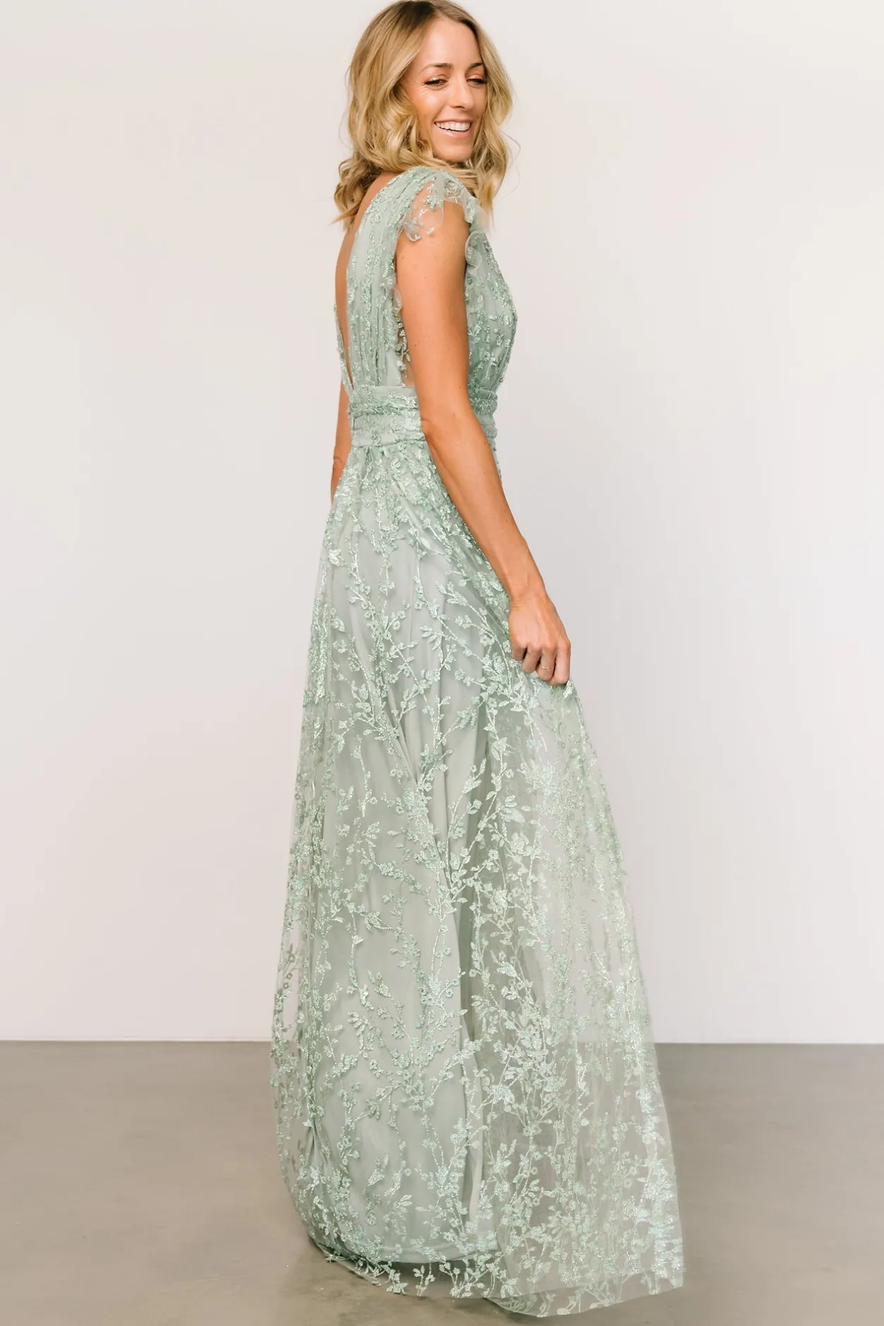 Hot Baltic Born Arlene Shimmer Gown | Sage