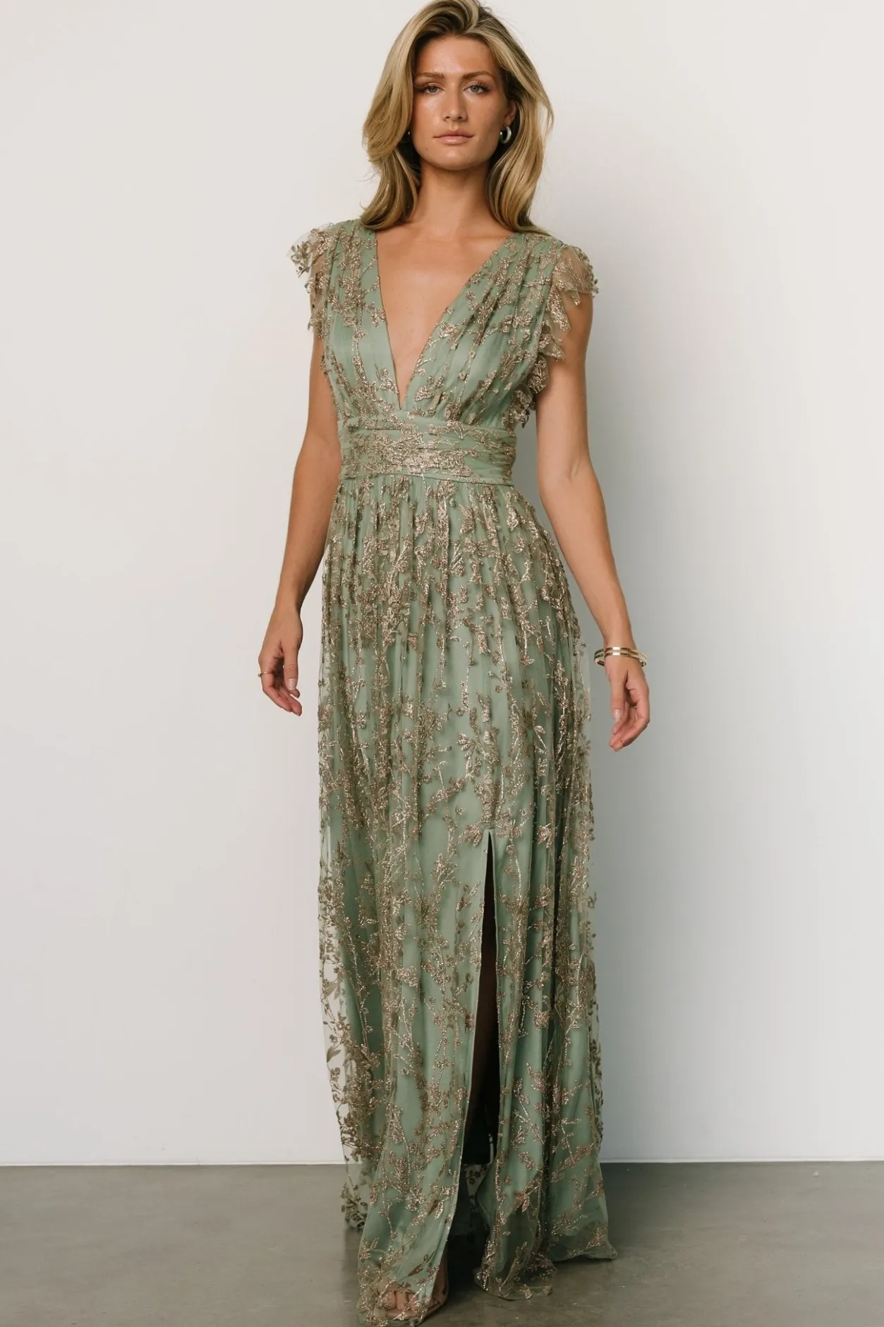 Fashion Baltic Born Arlene Shimmer Gown | Sage + Gold Sage+Gold