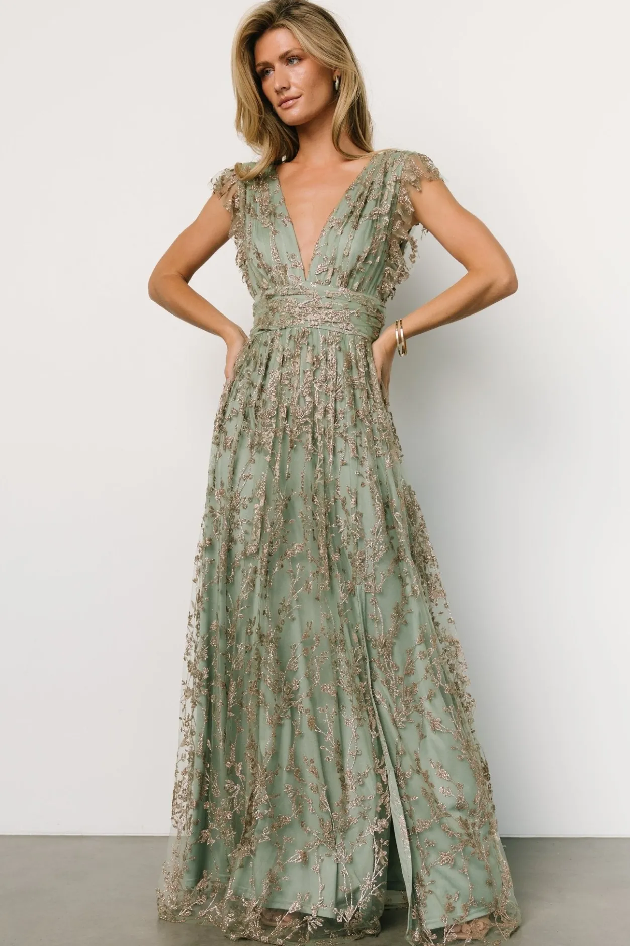 Fashion Baltic Born Arlene Shimmer Gown | Sage + Gold Sage+Gold