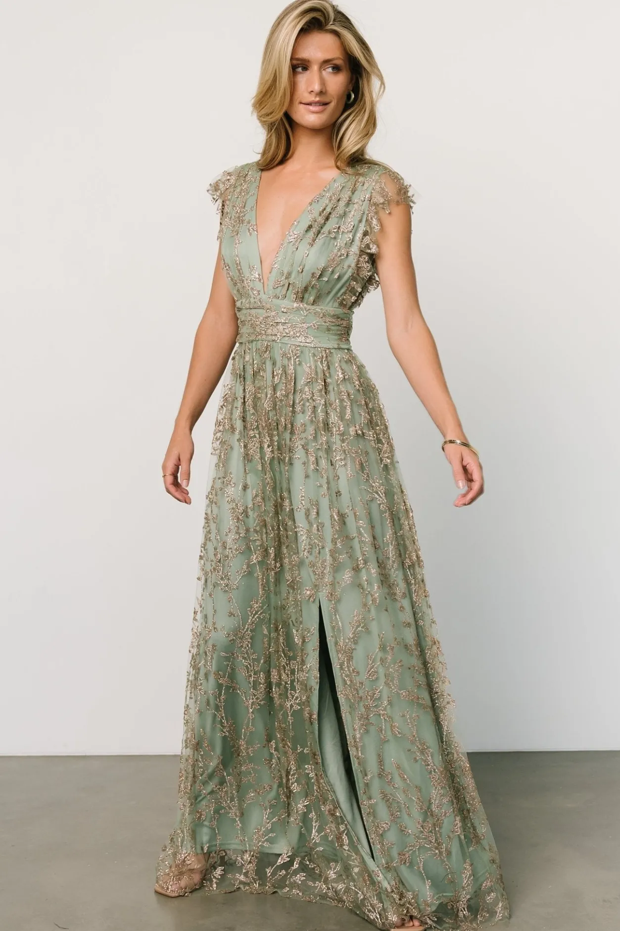Fashion Baltic Born Arlene Shimmer Gown | Sage + Gold Sage+Gold