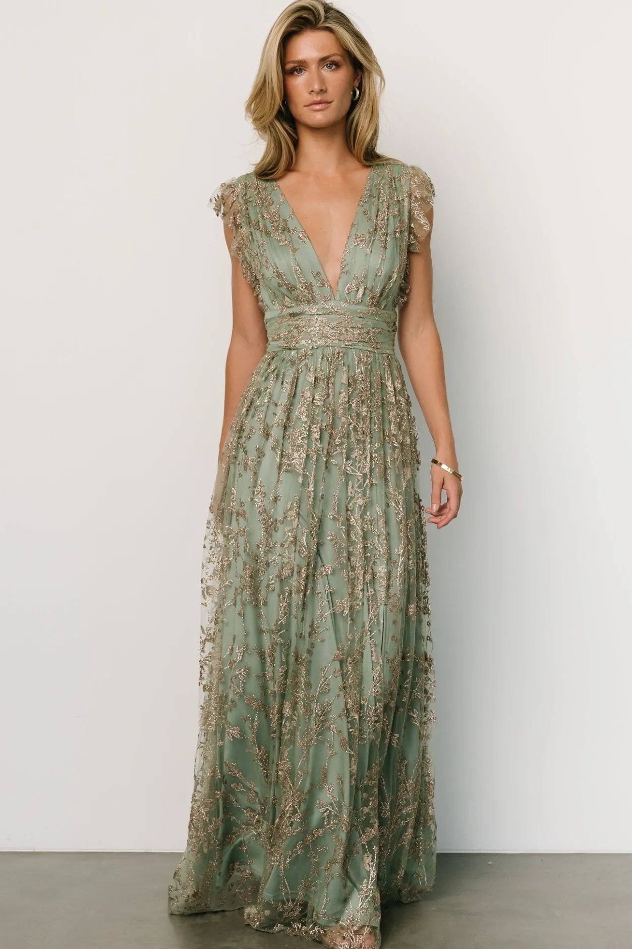 Fashion Baltic Born Arlene Shimmer Gown | Sage + Gold Sage+Gold