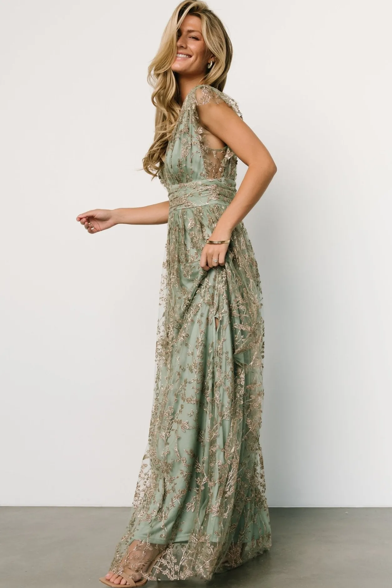Fashion Baltic Born Arlene Shimmer Gown | Sage + Gold Sage+Gold