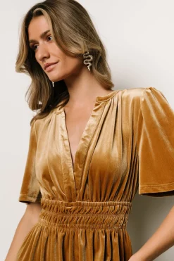 Best Baltic Born Artemis Velvet Maxi Dress | Dark Gold DarkGold