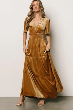 Best Baltic Born Artemis Velvet Maxi Dress | Dark Gold DarkGold