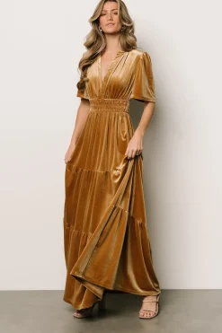Best Baltic Born Artemis Velvet Maxi Dress | Dark Gold DarkGold