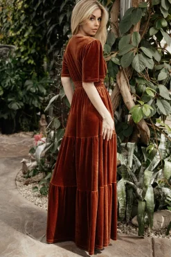 Clearance Baltic Born Artemis Velvet Maxi Dress | Dark Spice DarkSpice