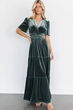 Online Baltic Born Artemis Velvet Maxi Dress | Eucalyptus