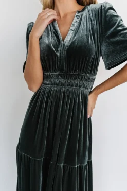 Online Baltic Born Artemis Velvet Maxi Dress | Eucalyptus