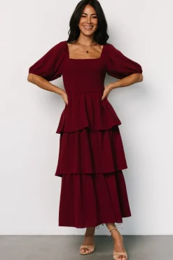 Clearance Baltic Born Ashbourne Tiered Dress | Burgundy