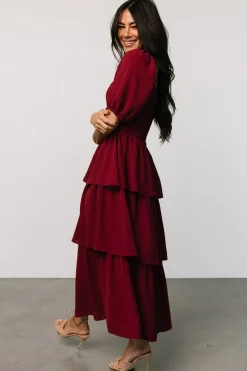 Clearance Baltic Born Ashbourne Tiered Dress | Burgundy